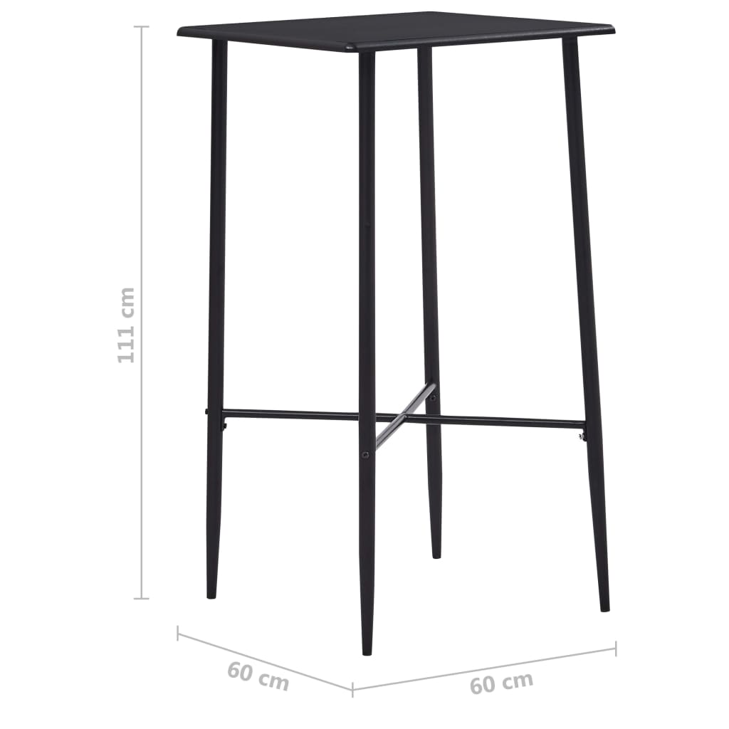 Tavolo da Bar Nero 60x60x111 cm in MDF | homemem39