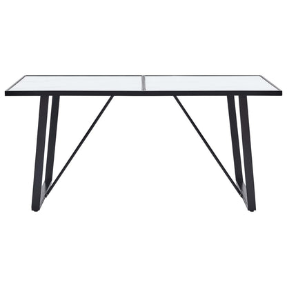 Tavolo da Pranzo Bianco 160x80x75 cm in Vetro Temperato | homemem39