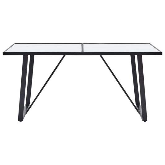 Tavolo da Pranzo Bianco 160x80x75 cm in Vetro Temperato | homemem39