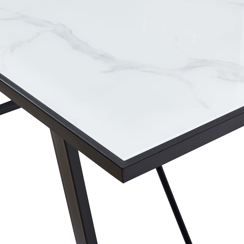 Tavolo da Pranzo Bianco 160x80x75 cm in Vetro Temperato | homemem39