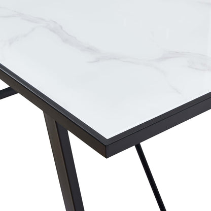 Tavolo da Pranzo Bianco 160x80x75 cm in Vetro Temperato | homemem39