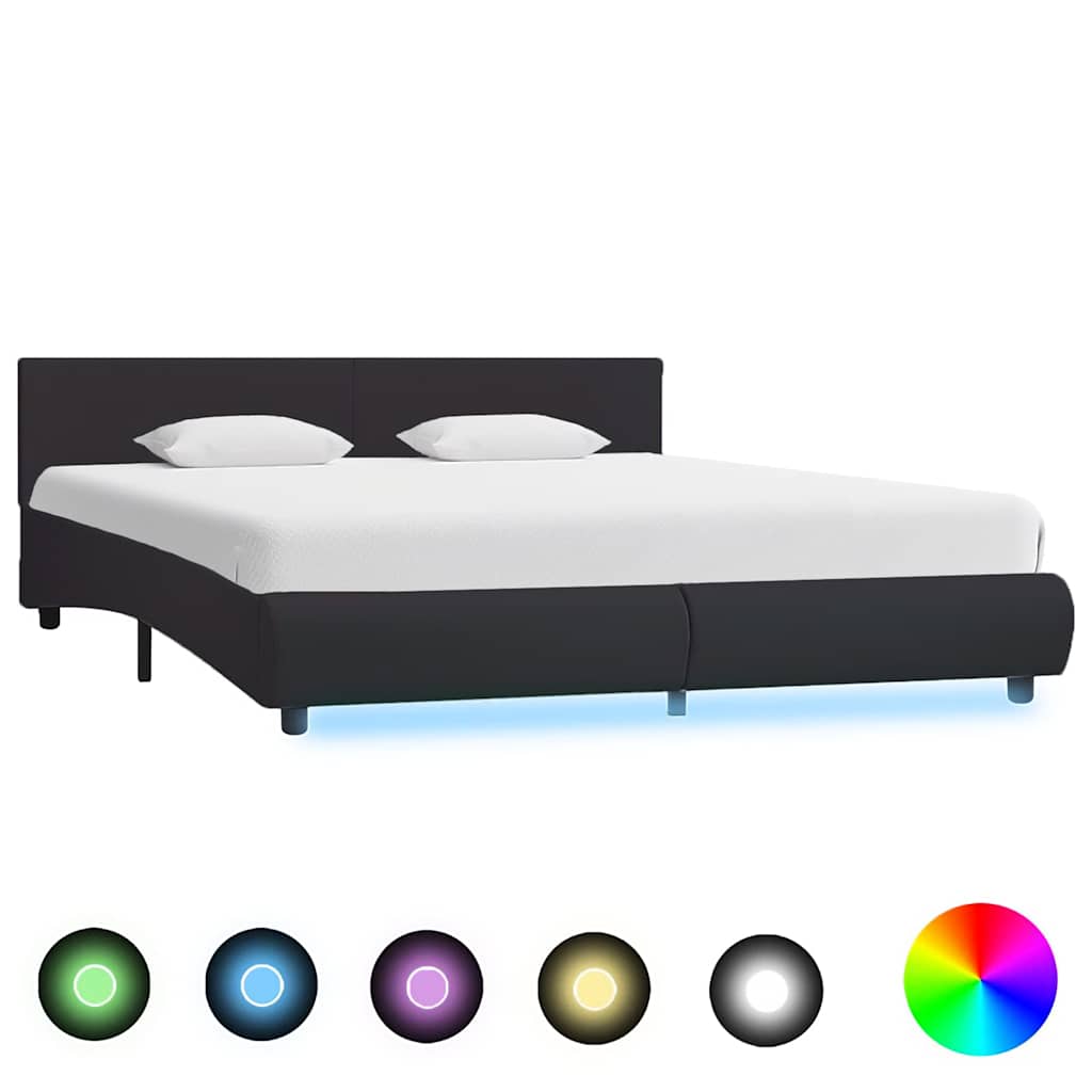 Giroletto con LED Nero in Similpelle 160x200 cm