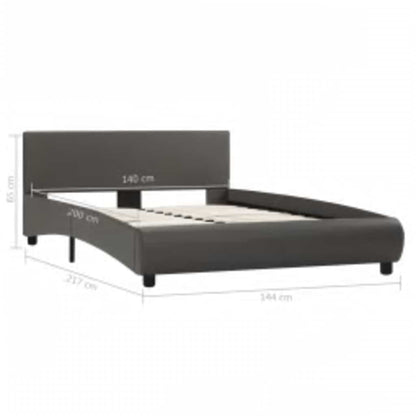 Giroletto con LED senza Materasso Grigio Similpelle 140x200 cm | homemem39