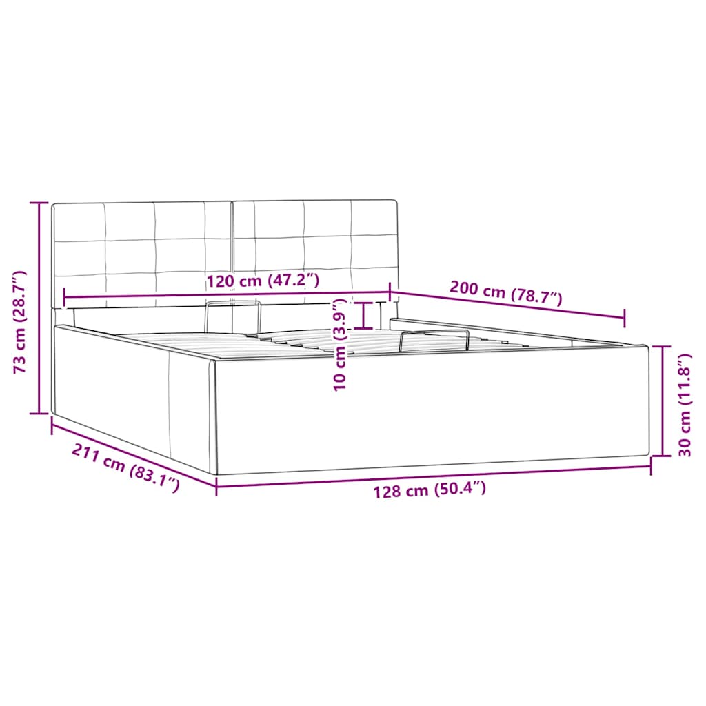 Giroletto con Contenitore Idraulico Nero Similpelle 120x200cm