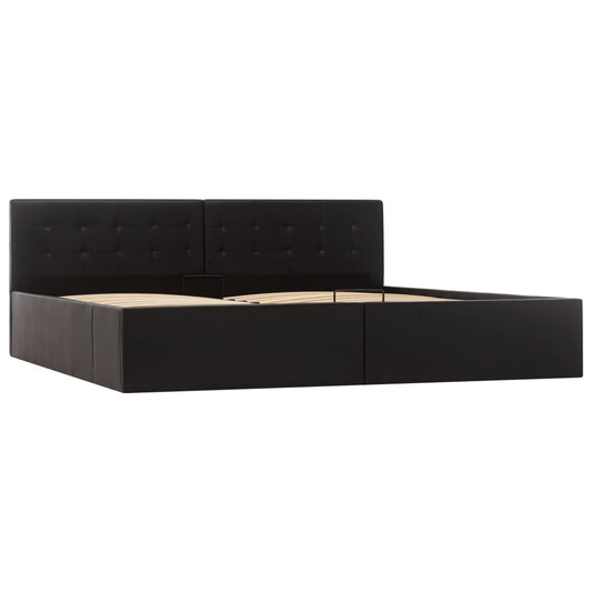 Giroletto con Contenitore Idraulico Nero Similpelle 180x200cm | homemem39