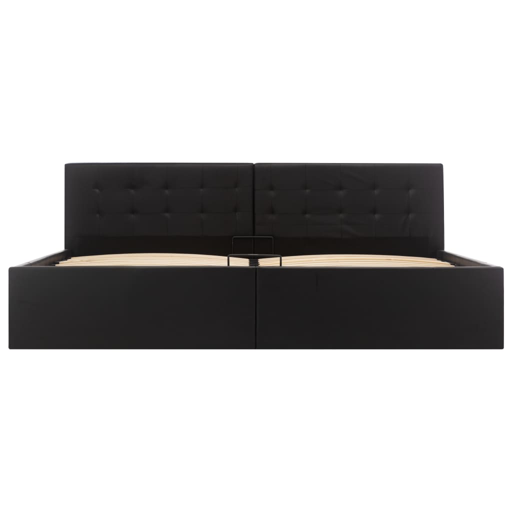 Giroletto con Contenitore Idraulico Nero Similpelle 180x200cm | homemem39