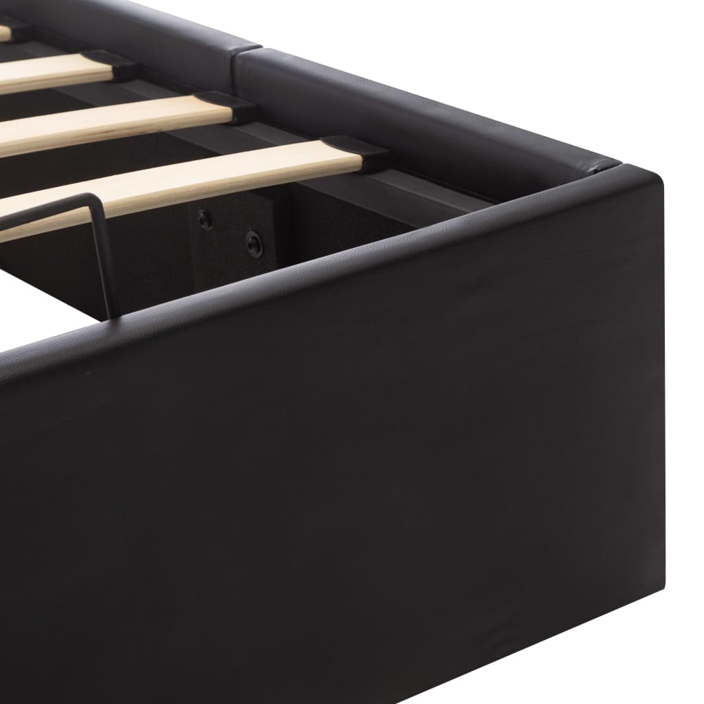 Giroletto con Contenitore Idraulico Nero Similpelle 180x200cm | homemem39