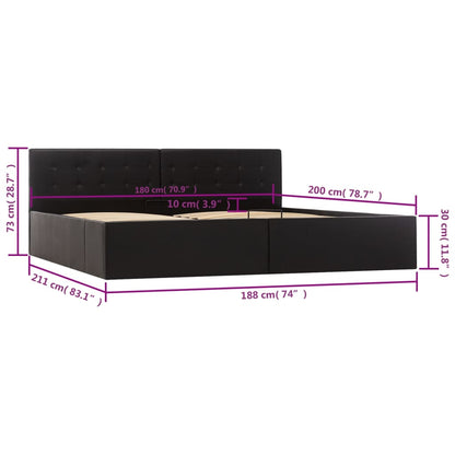 Giroletto con Contenitore Idraulico Nero Similpelle 180x200cm | homemem39
