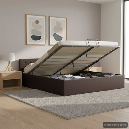 Giroletto con Contenitore Idraulico Grigio Similpelle 160x200cm