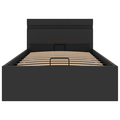 Giroletto Contenitore Idraulico LED Nero Similpelle 90x200 cm