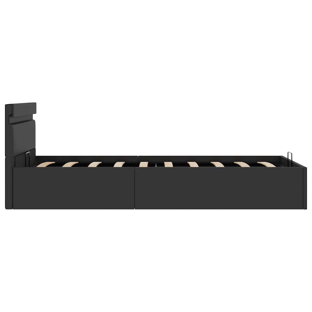 Giroletto Contenitore Idraulico LED Nero Similpelle 90x200 cm