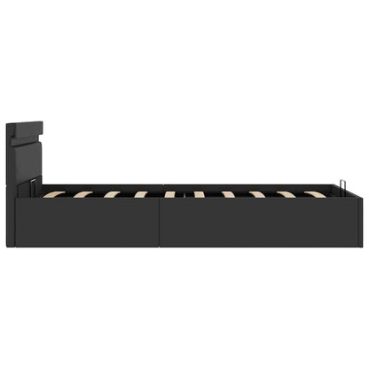 Giroletto Contenitore Idraulico LED Nero Similpelle 90x200 cm