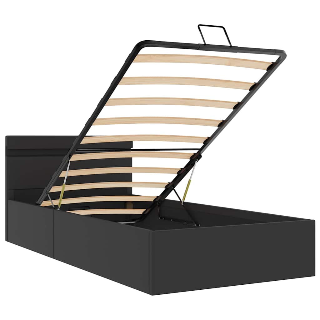 Giroletto Contenitore Idraulico LED Nero Similpelle 90x200 cm