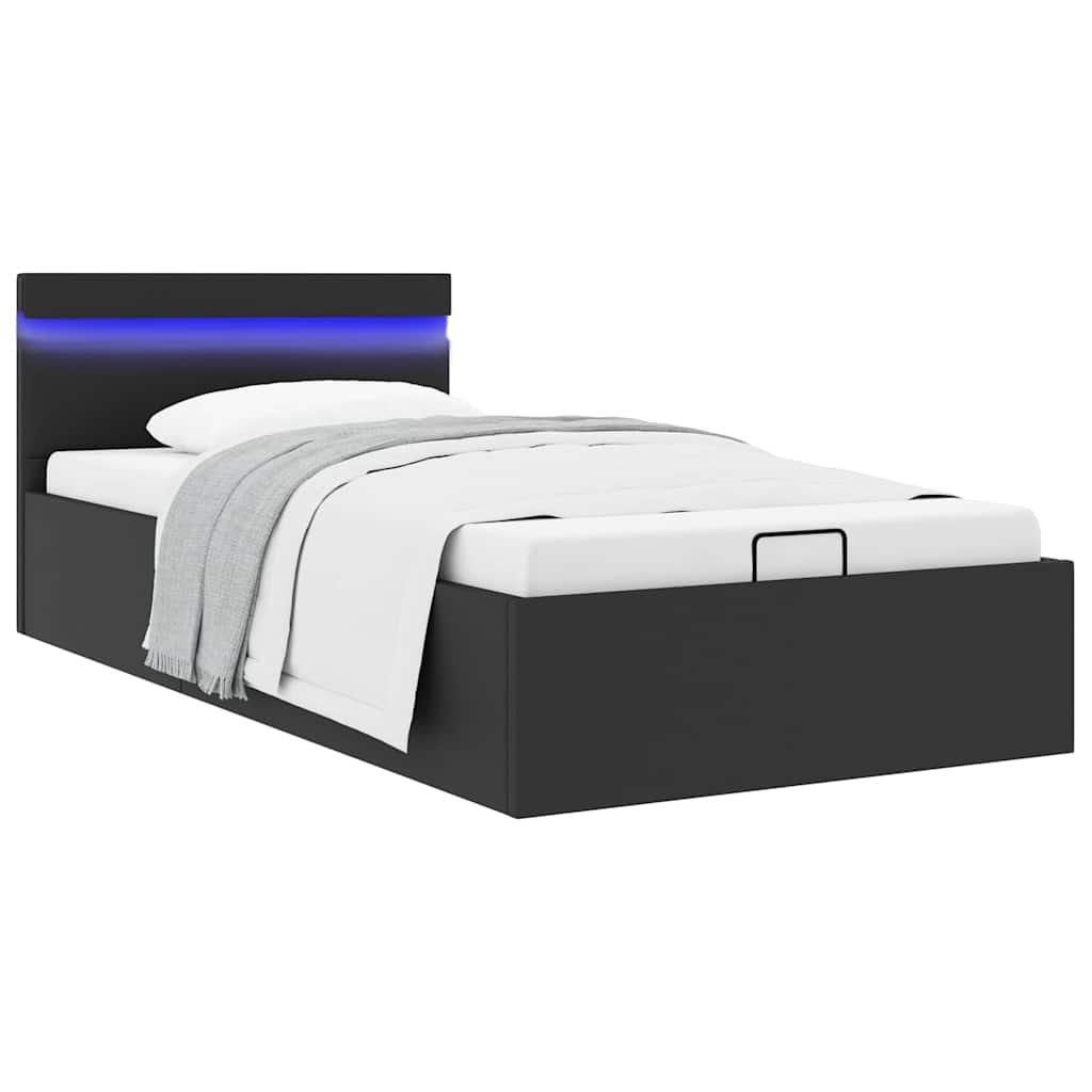 Giroletto Contenitore Idraulico LED Nero Similpelle 90x200 cm