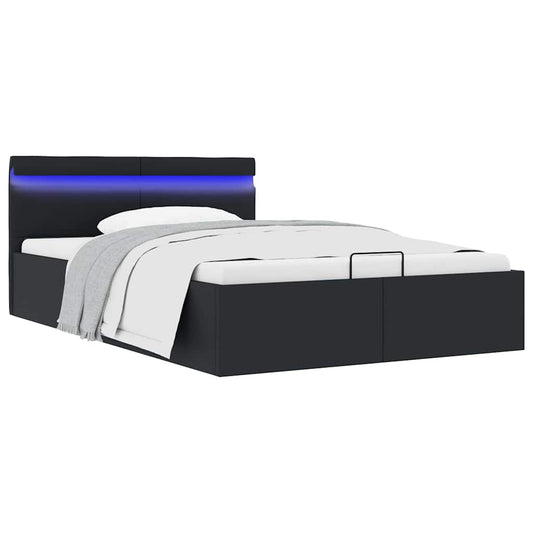 Giroletto Contenitore Idraulico LED Nero Similpelle 140x200 cm