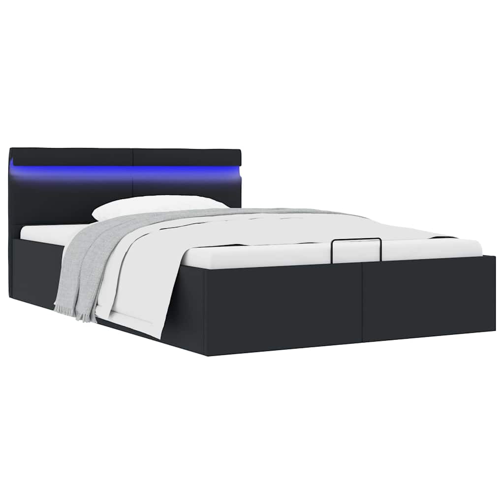 Giroletto Contenitore Idraulico LED Nero Similpelle 140x200 cm