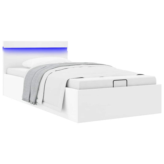 Giroletto Contenitore Idraulico LED Bianco Similpelle 90x200 cm
