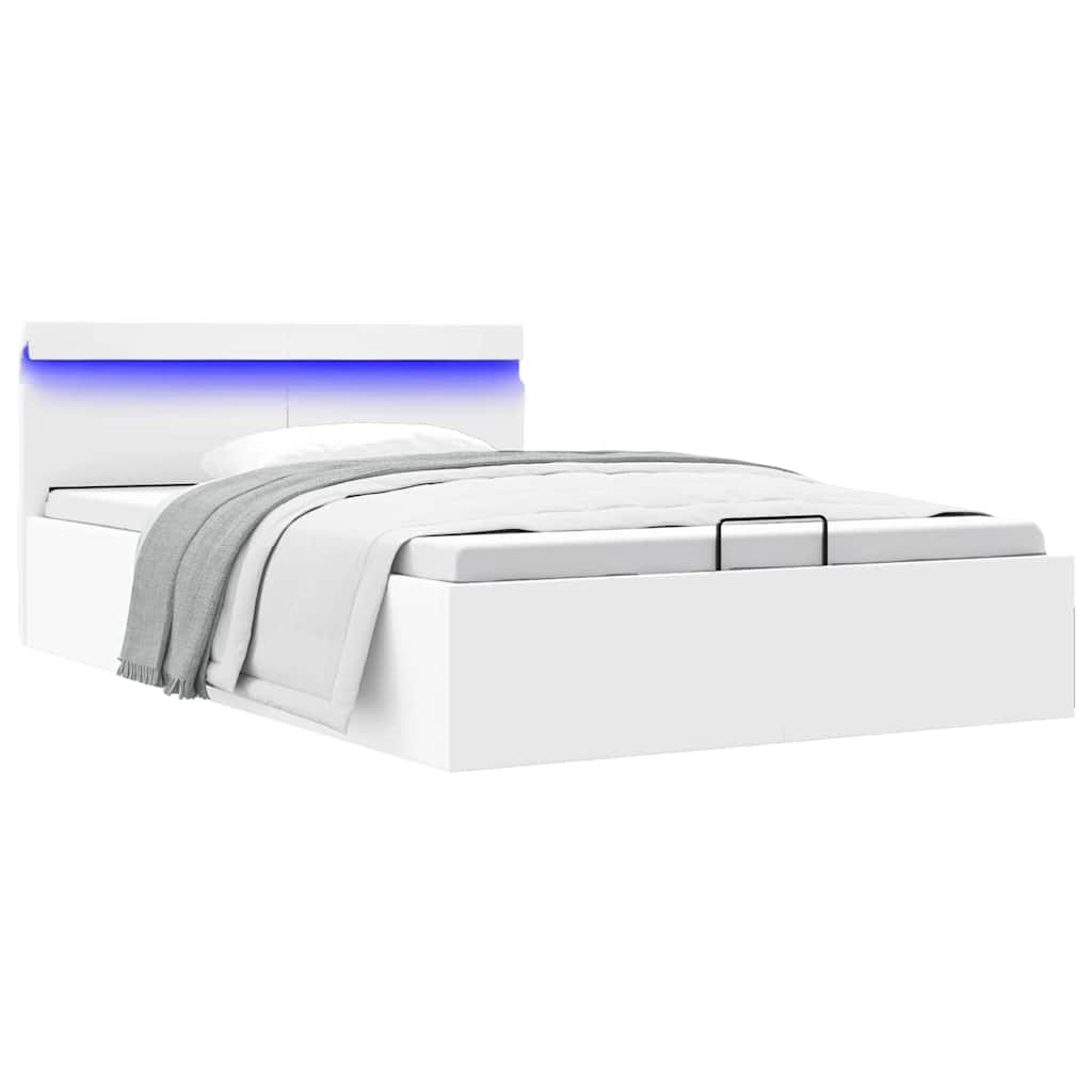 Giroletto Contenitore Idraulico LED Bianco Similpelle 140x200cm