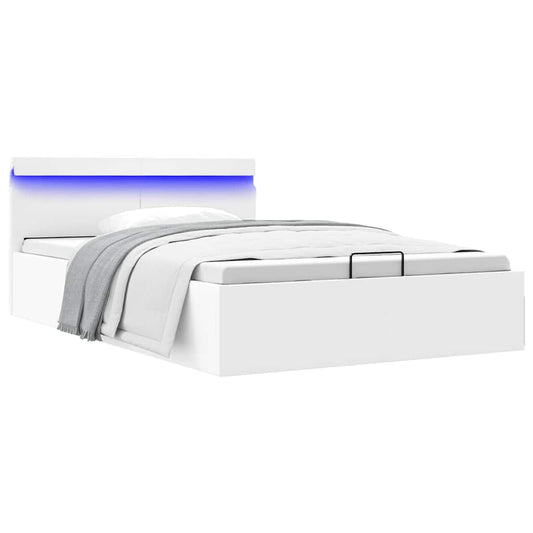 Giroletto Contenitore Idraulico LED Bianco Similpelle 140x200cm
