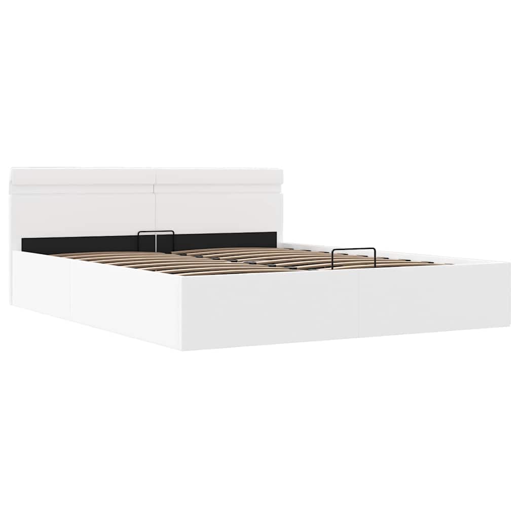 Giroletto Contenitore Idraulico LED Bianco Similpelle 160x200cm