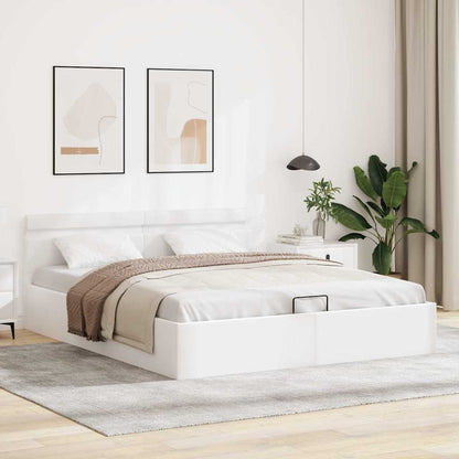 Giroletto Contenitore Idraulico LED Bianco Similpelle 160x200cm