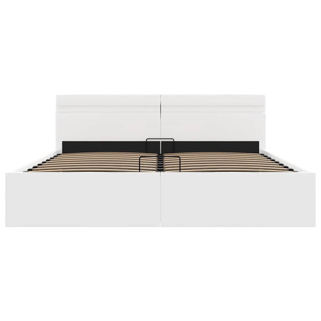 Giroletto Contenitore Idraulico LED Bianco Similpelle 160x200cm