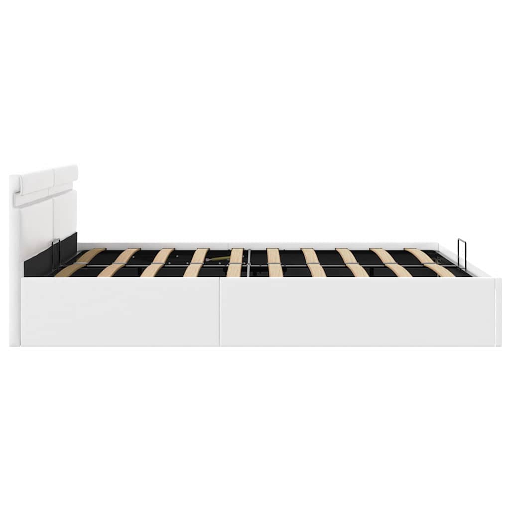 Giroletto Contenitore Idraulico LED Bianco Similpelle 160x200cm