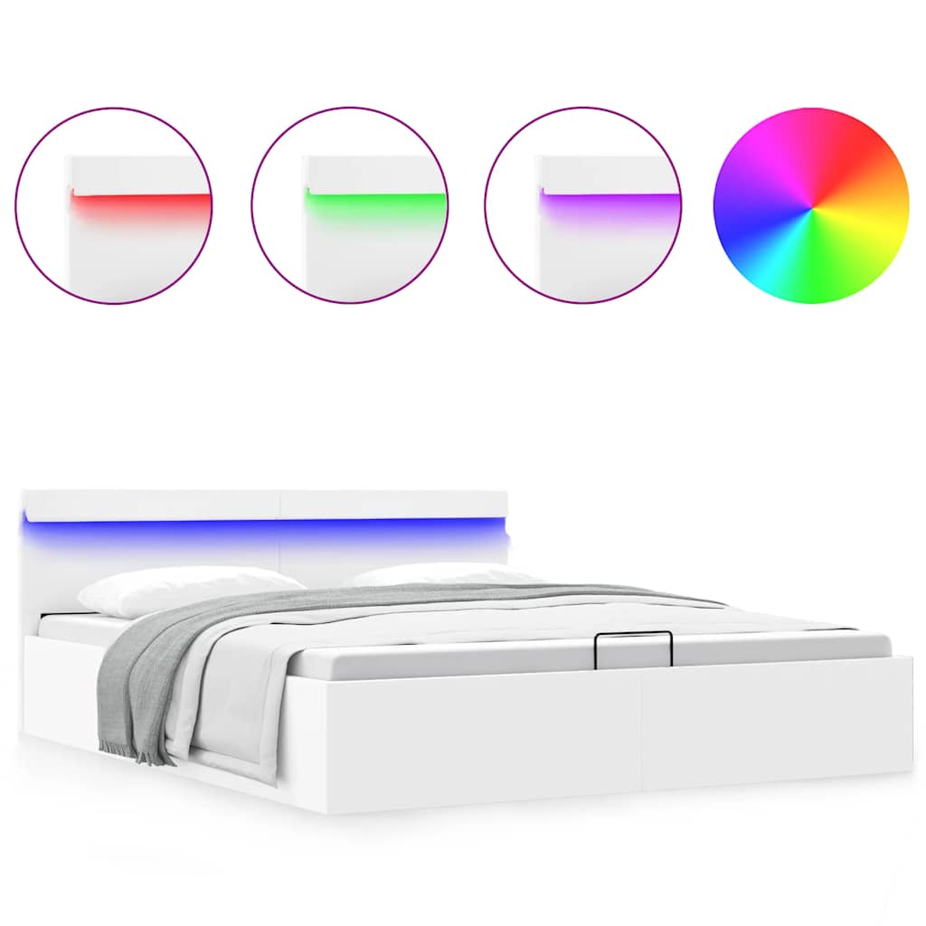 Giroletto Contenitore Idraulico LED Bianco Similpelle 180x200cm