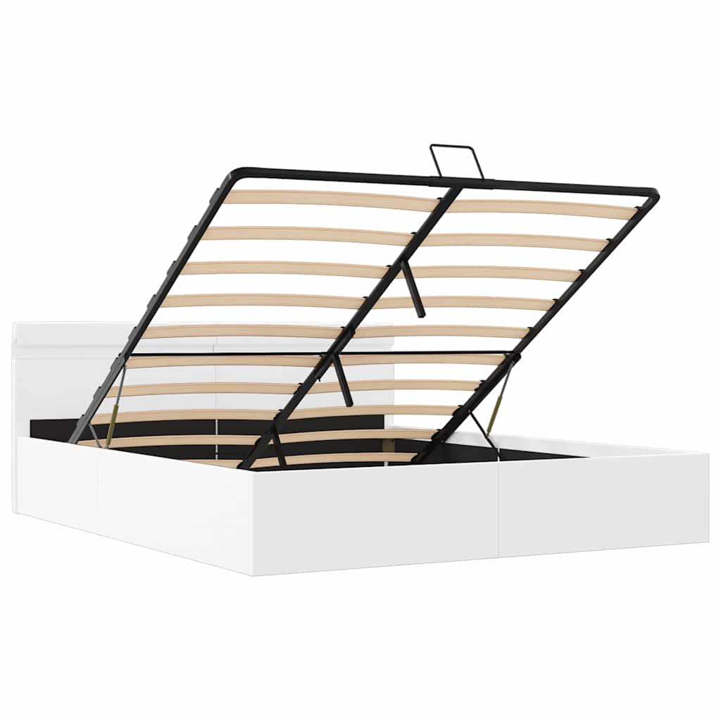 Giroletto Contenitore Idraulico LED Bianco Similpelle 180x200cm