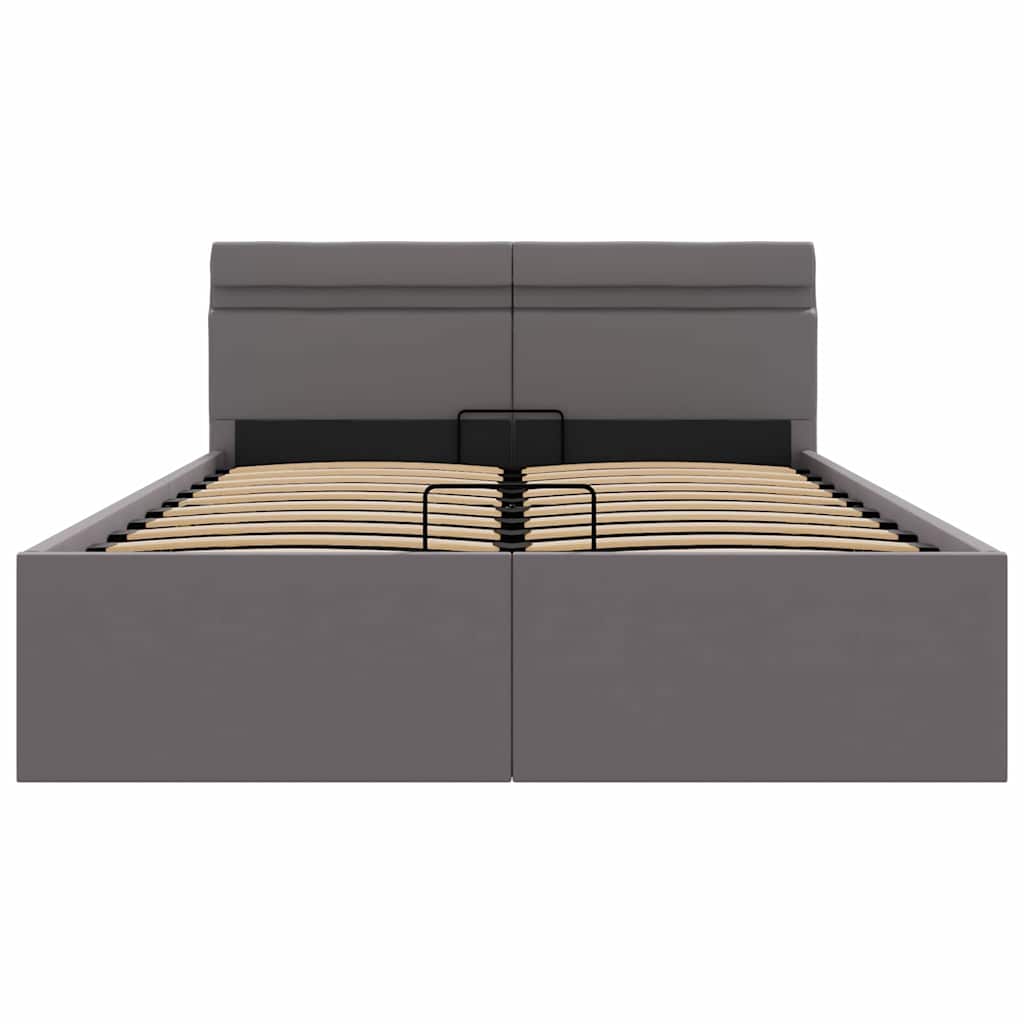 Giroletto Contenitore Idraulico LED Grigio Similpelle 140x200cm