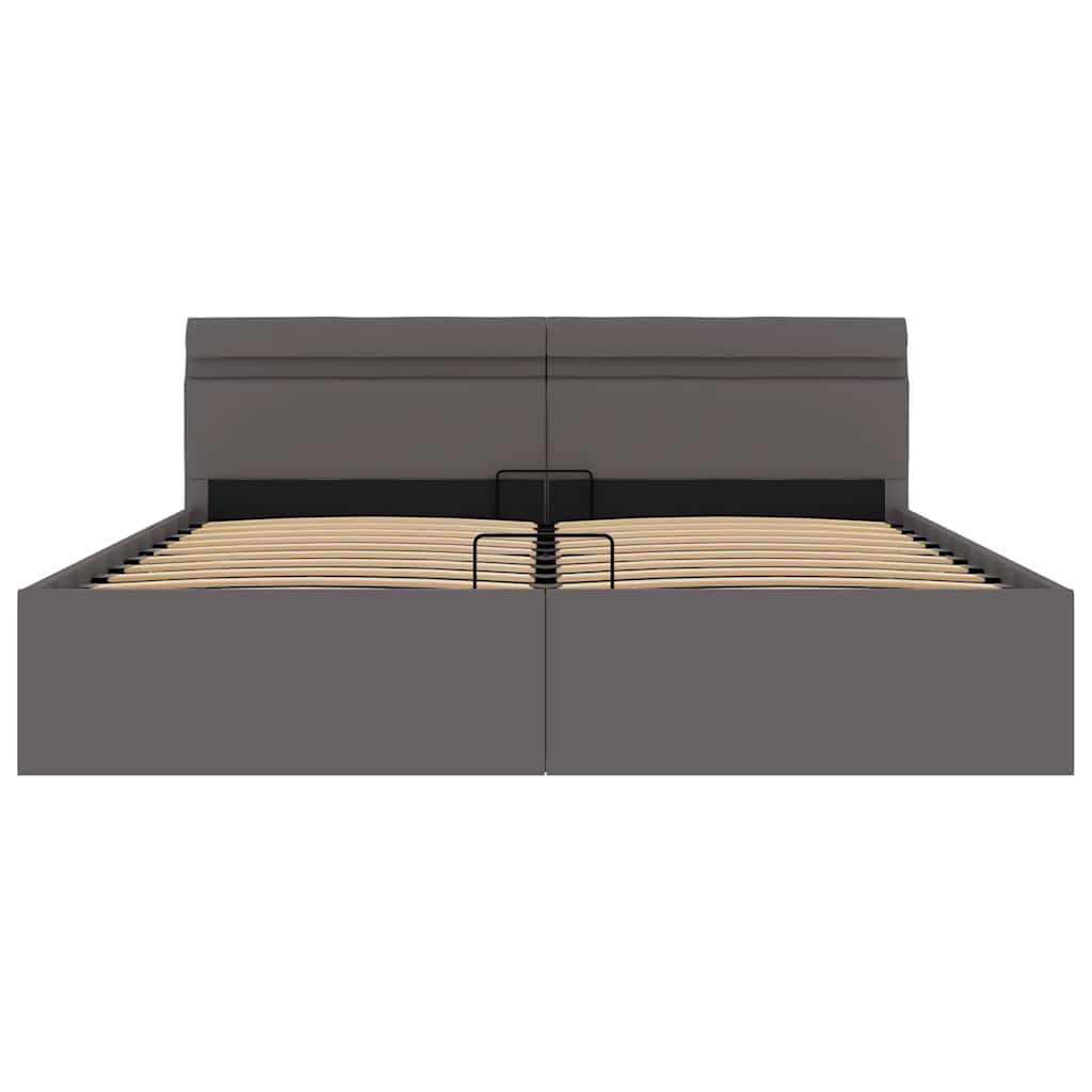 Giroletto Contenitore Idraulico LED Grigio Similpelle 160x200cm
