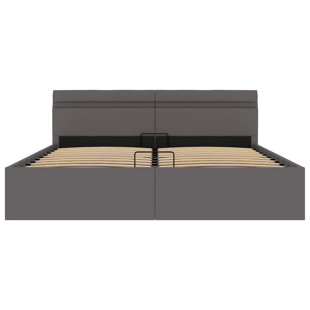 Giroletto Contenitore Idraulico LED Grigio Similpelle 160x200cm