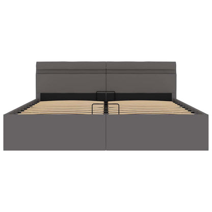 Giroletto Contenitore Idraulico LED Grigio Similpelle 160x200cm