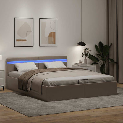 Giroletto Idraulico con LED Cappuccino Similpelle 160x200cm