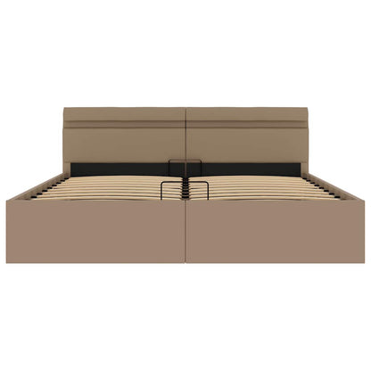 Giroletto Idraulico con LED Cappuccino Similpelle 160x200cm | homemem39
