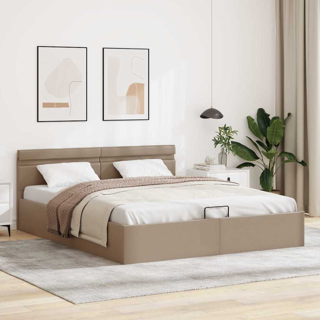 Giroletto Idraulico con LED Cappuccino Similpelle 180x200cm