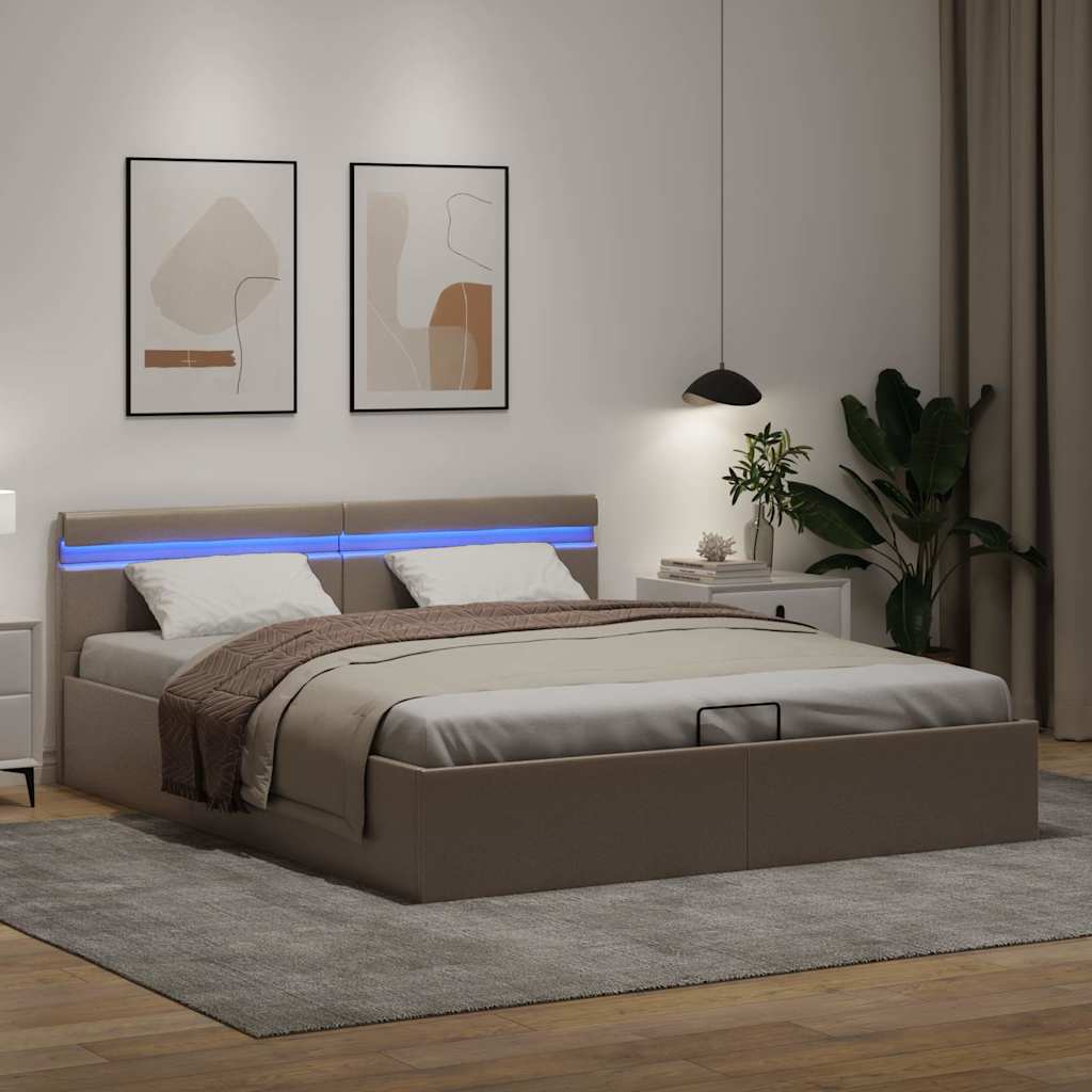 Giroletto Idraulico con LED Cappuccino Similpelle 180x200cm | homemem39