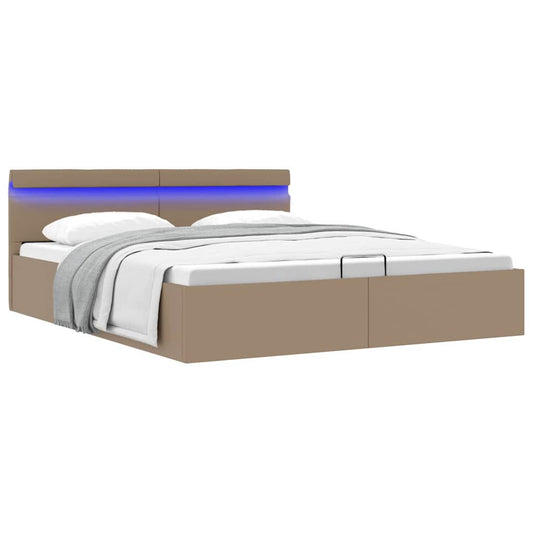 Giroletto Idraulico con LED Cappuccino Similpelle 180x200cm