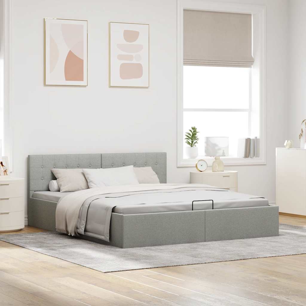 Giroletto con Contenitore Grigio Chiaro in Tessuto 160x200 cm