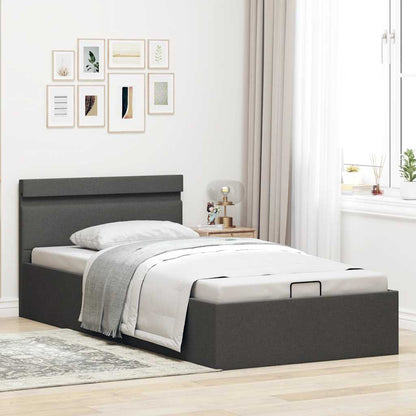 Giroletto con Contenitore e LED Grigio Scuro Tessuto 90x200 cm