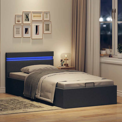 Giroletto con Contenitore e LED Grigio Scuro Tessuto 90x200 cm