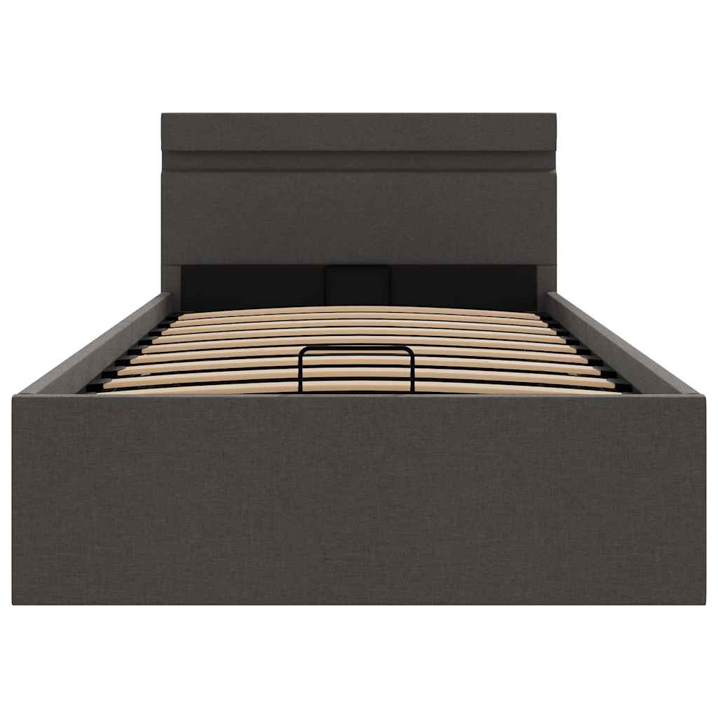 Giroletto con Contenitore e LED Grigio Scuro Tessuto 90x200 cm