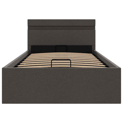 Giroletto con Contenitore e LED Grigio Scuro Tessuto 90x200 cm