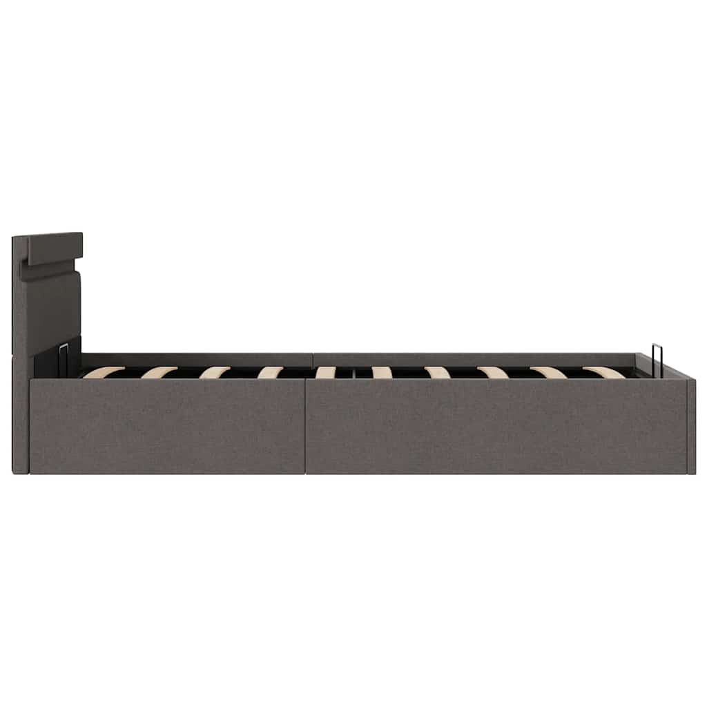 Giroletto con Contenitore e LED Grigio Scuro Tessuto 90x200 cm