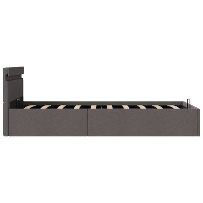 Giroletto con Contenitore e LED Grigio Scuro Tessuto 90x200 cm