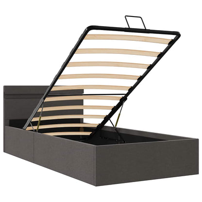 Giroletto con Contenitore e LED Grigio Scuro Tessuto 90x200 cm