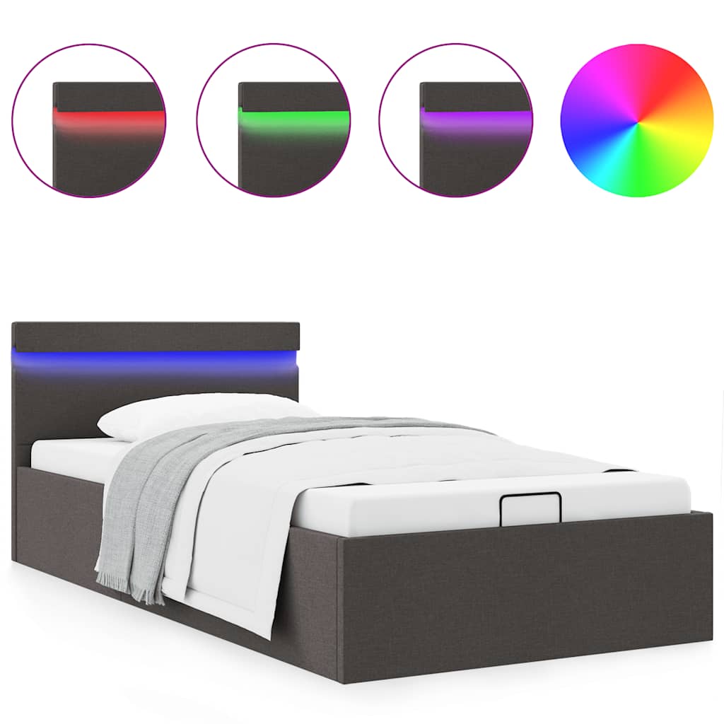 Giroletto con Contenitore e LED Grigio Scuro Tessuto 100x200 cm | homemem39