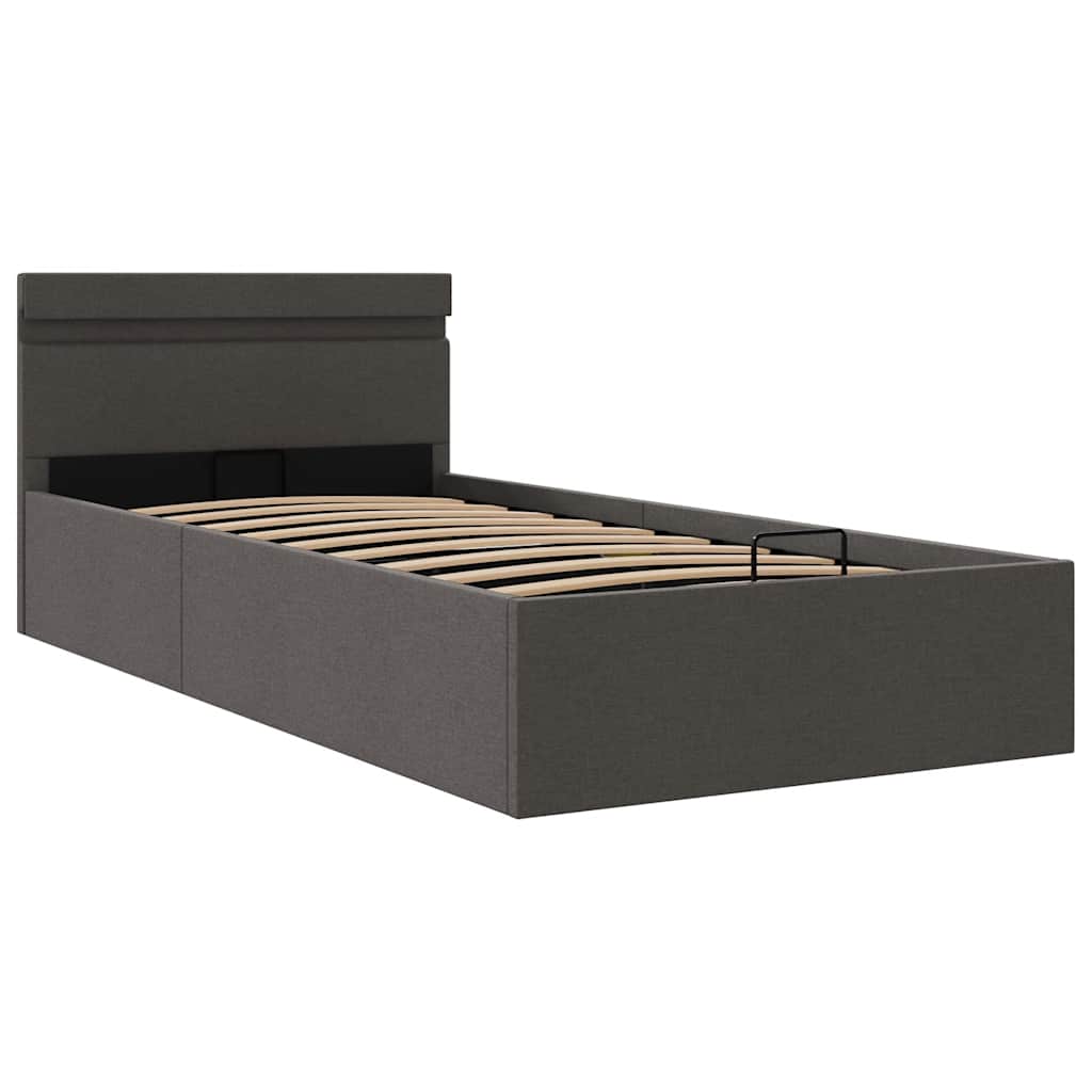 Giroletto con Contenitore e LED Grigio Scuro Tessuto 100x200 cm | homemem39