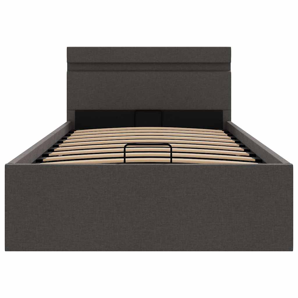 Giroletto con Contenitore e LED Grigio Scuro Tessuto 100x200 cm | homemem39