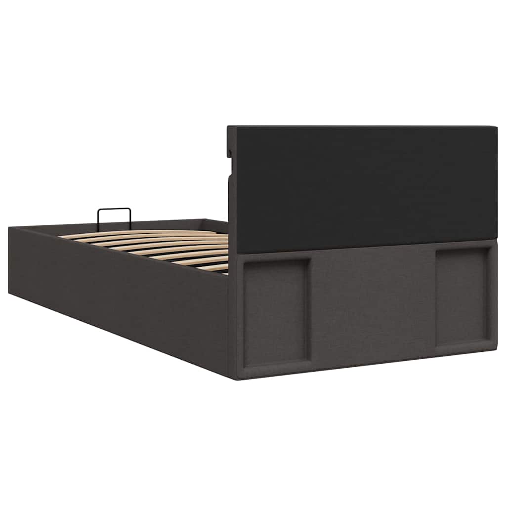 Giroletto con Contenitore e LED Grigio Scuro Tessuto 100x200 cm